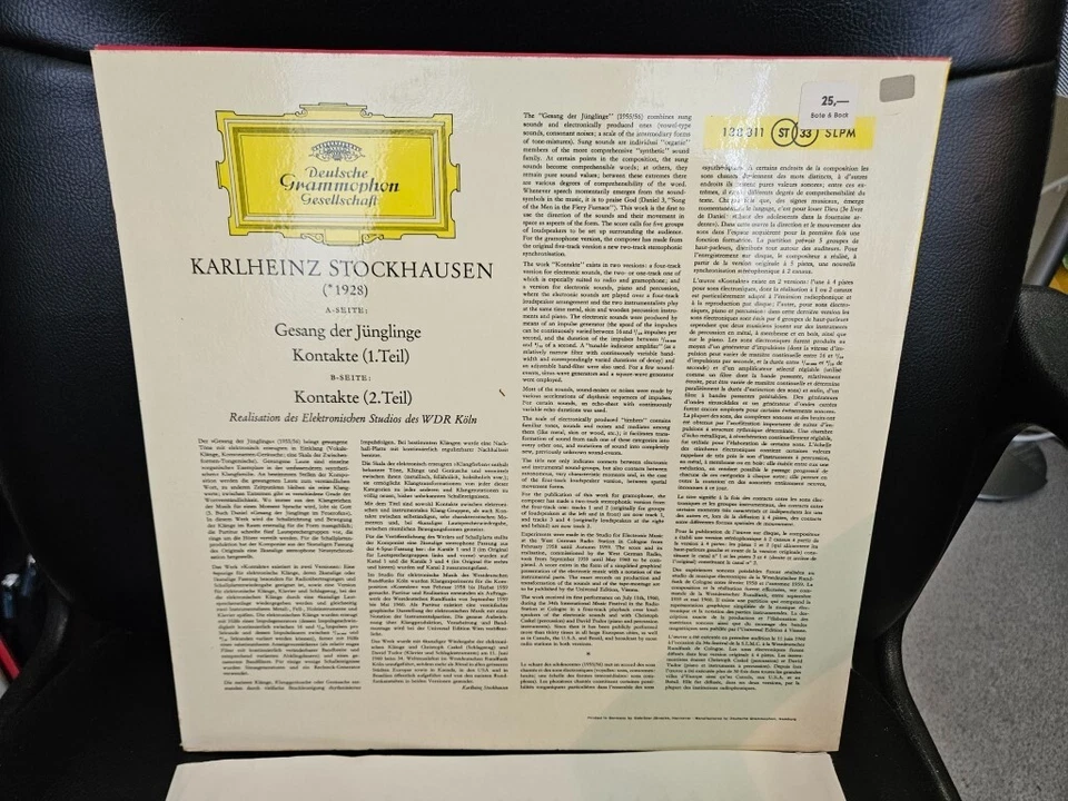 Stockhausen Gesang der Jünglinge & Kontakte New Version 68 DGG SLPM 138811 ED1 - Bild 2 von 3