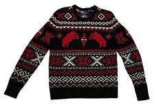  498 Polo Ralph Lauren Fair Isle Nordic 100 Wool Crewneck Holiday Ski Sweater M