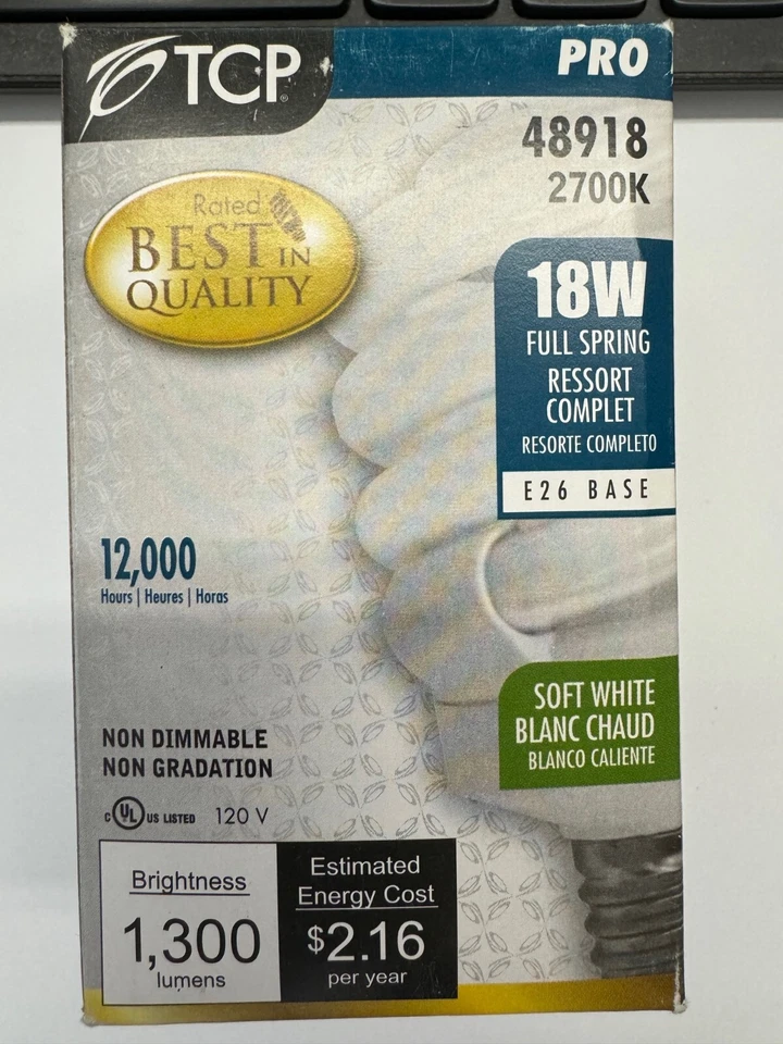 12 Pieces TCP PRO 48918 18W SpringLamp Pro 75W = 18W Non Dimmable 2700K E26 Base - Image 4 of 4