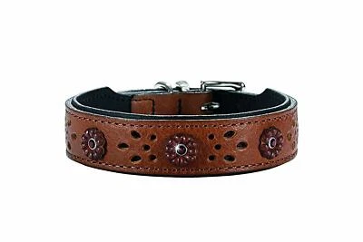 Collier Hunter Virginia Rose Taille 47 MARRON / beige, cuir chien MOYEN - Photo 1/3