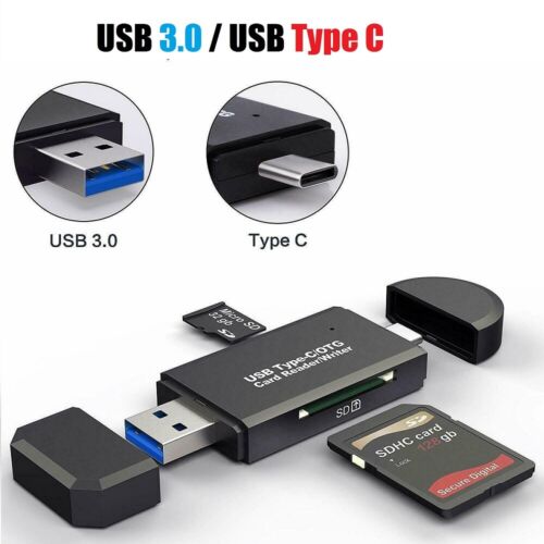 Adaptateur USB 3.0/USB-C lecteur de carte mémoire micro SD TF pour PC portable - Photo 1/5