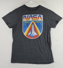 NASA Space Shuttle GHraphic Logo Gray T-shirt Mens Medium