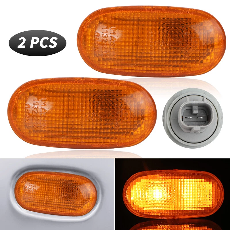WTautopart Front Side Marker Light Lamps Pair (LH+RH) For 1997-2002 Mitsubishi Mirage Coupe/Sedan
