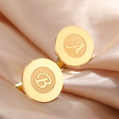 YABTYT 26 Letters Logo Cufflinks Fashion Men's Shirt Cuff Buttons Jewelry Gift