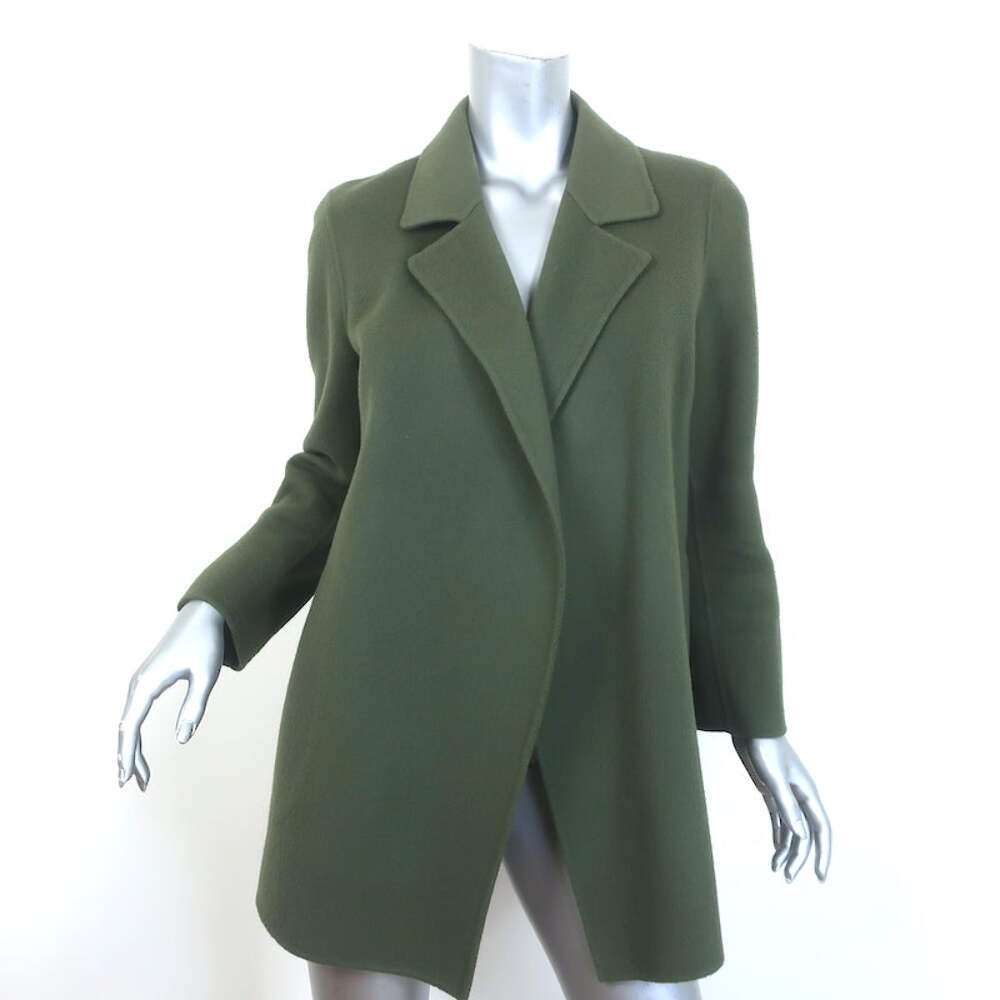 Theory Clairene Jacket Olive Green Double Face Wool-Cashmere Size