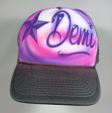 Demi Airbrush Hat Mesh Trucker Snapback Adjustable Cap Purple Pink FAST Shipping