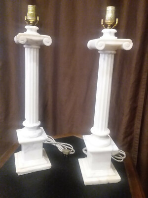 Alabaster Lamps- Not Marble Original Vintage Old Old Empire Newly Rewired Italy