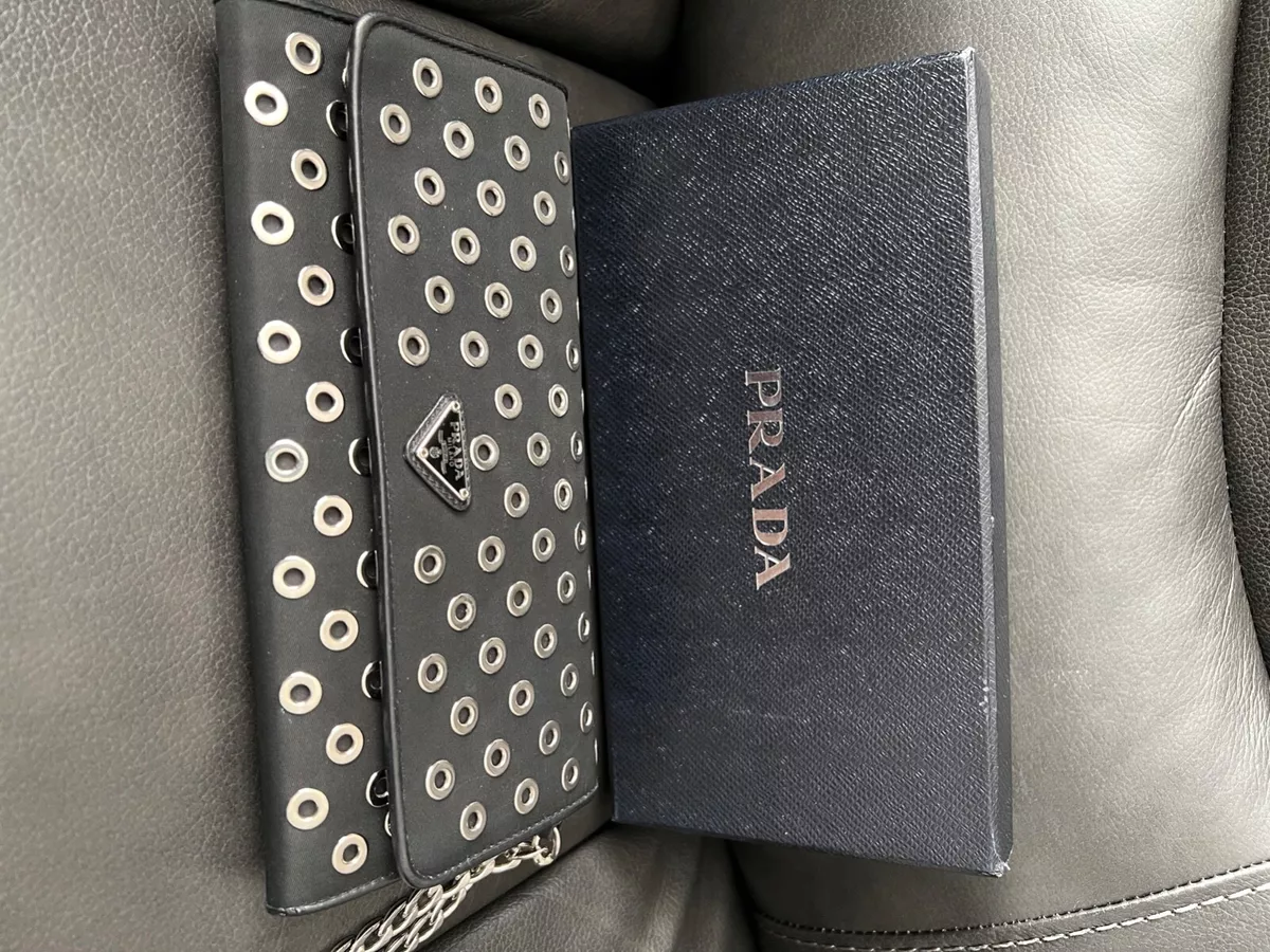 Prada Crystal-studded Wallet On Chain in Black