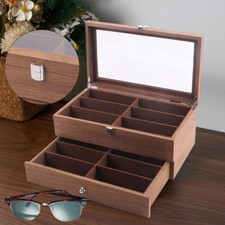 12-Bits Glasses Storage Case Gift Box Display Mahogany Organizer Sunglasses Box