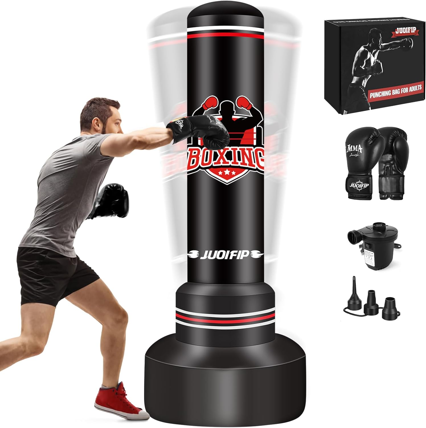 Heavy Punching Bag with Stand Adults Teens,70" Free Standing Boxing