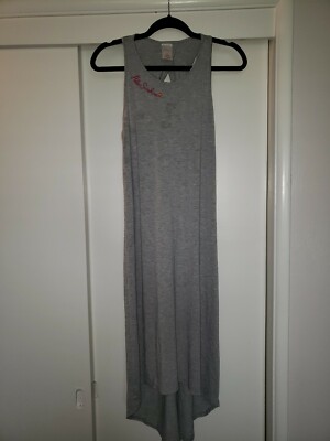 Hola Sunshine Embroidered Gray Beach Swim Coverup T Shirt Dress READ DESCRIPTION
