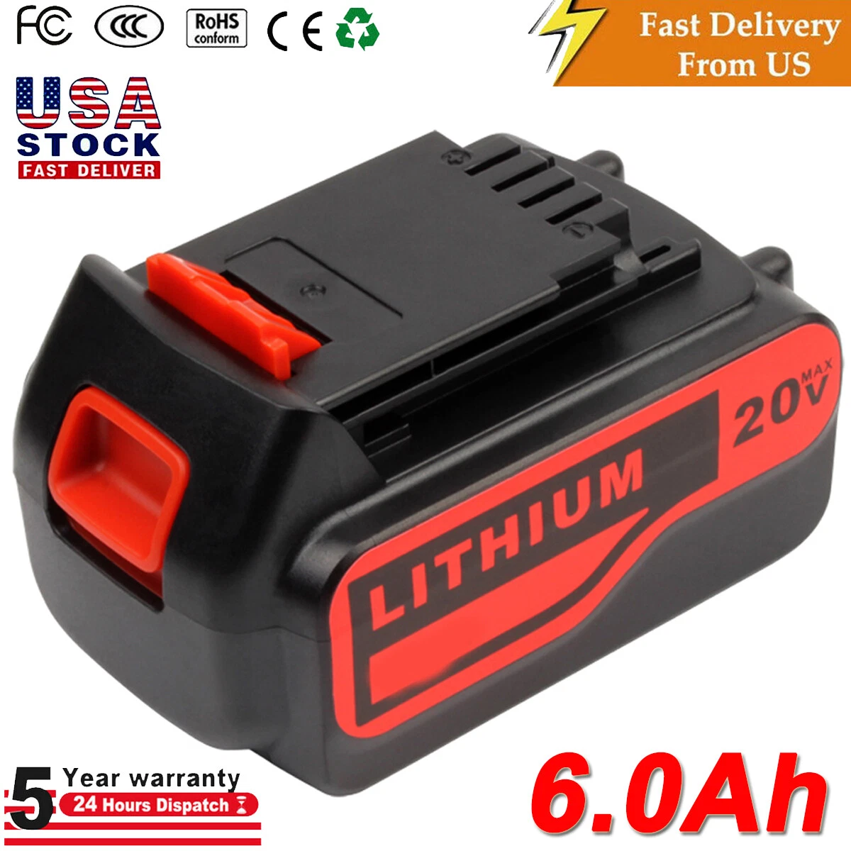 Professional Black and Decker 18V Lithium Battery 6.0Ah