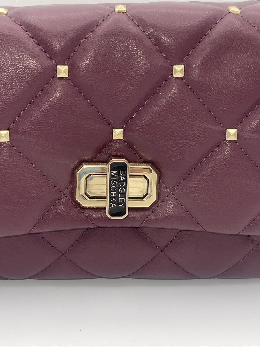 Badgley Mischka Vegan Leather Quilted Studded Crossbody Bag  display picture 3