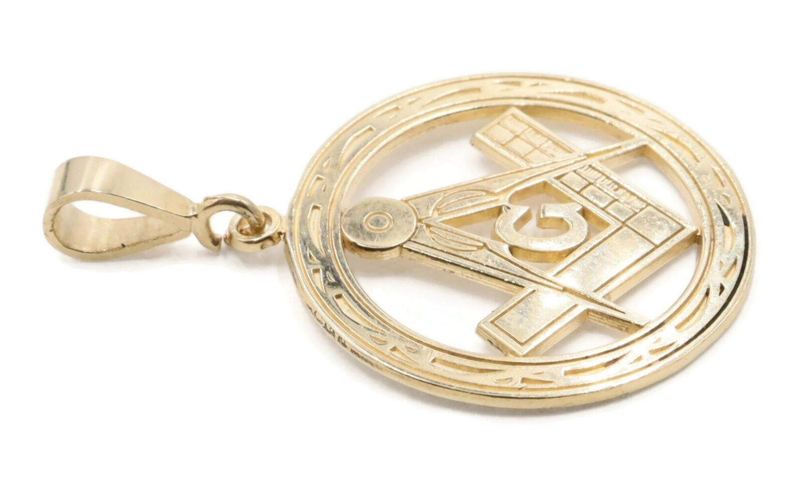 14KT Yellow Gold Freemason Compass & Square Mason… - image 6