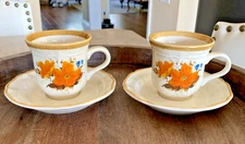 Vintage 1970s Mikasa Japan Garden Club Flowerfest Mugs EC452 Cup & Saucer set o2