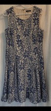 TOMMY HILFIGER  Women's Linen Sleeveless Dress Womens Size 12 Blue & White