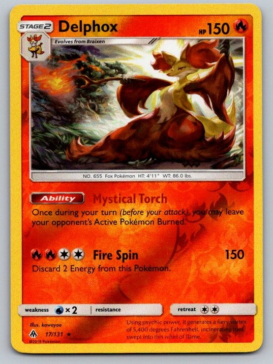 Delphox 17/131 Holo Rare Forbidden Light Pokemon Reverse Holo Near Mint