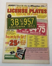 1953 Wheaties LICENSE PLATES premiums ad page version 1 ~ LOUISIANA, NEW MEXICO