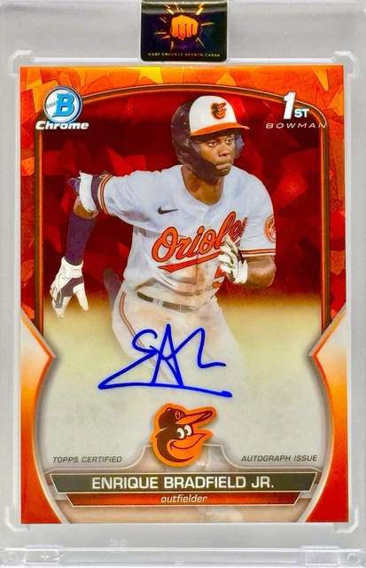 2023 Bowman Sapphire Draft Enrique Bradfield Jr Orange Auto /25 CDA-EBR Orioles
