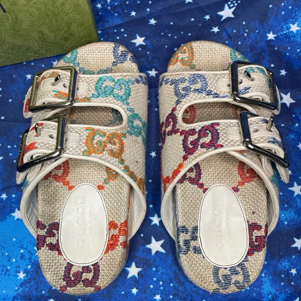 Gucci психоделические GG холст сандалии - детский размер 27 - мульти/белый - предварительно любимый - Изображение 4 из 4