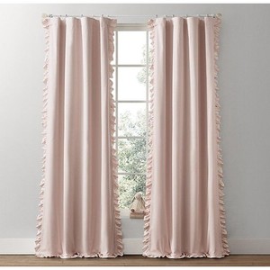 RH Baby & Child Washed Velvet Ruffle Drapery SINGLE Panel | Pink | 50" W x 94" L