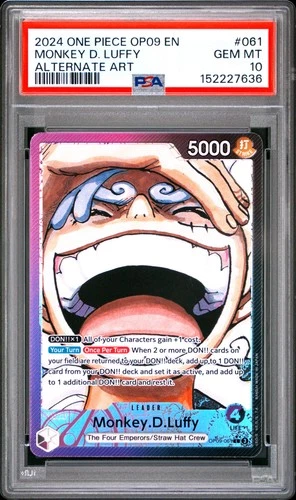 7636 Monkey D. Luffy 2024 One Piece Emperors New World #OP09-061 Alt Art PSA 10