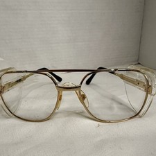 Vintage UVEX Clear Z87 AVIATOR Clear Lens Safety Glasses Gold Grandpa NEW 9158