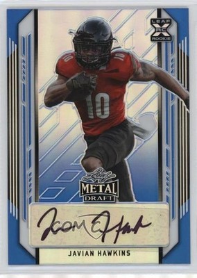 2021 Leaf Metal Draft Blue Rainbow /35 Javian Hawkins #BA-JH1 Rookie Auto RC 0x1