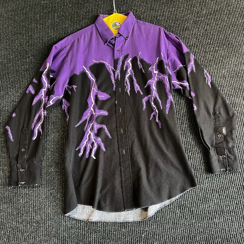 Vintage 90s Brooks & Dunn Purple Lightning Western Shirt. Sz 16-34 - Picture 1 of 16