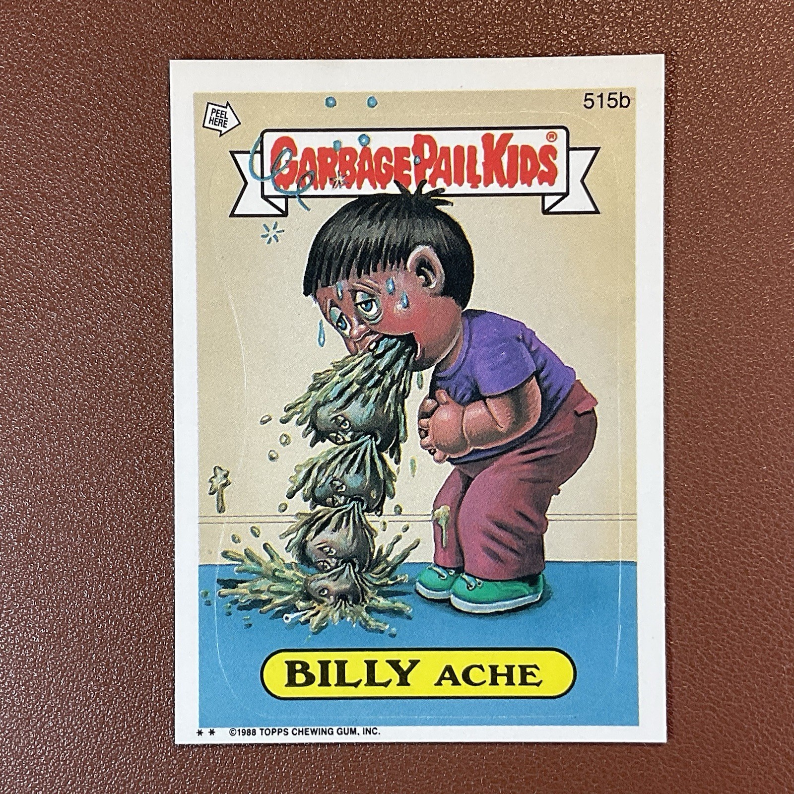 Billy Ache, 515b, 1988, Series 13, Garbage Pail Kids Topps Sticker Card