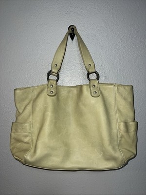 Garnet Hill Leather Satchel Bag Pastel Green Tote Large