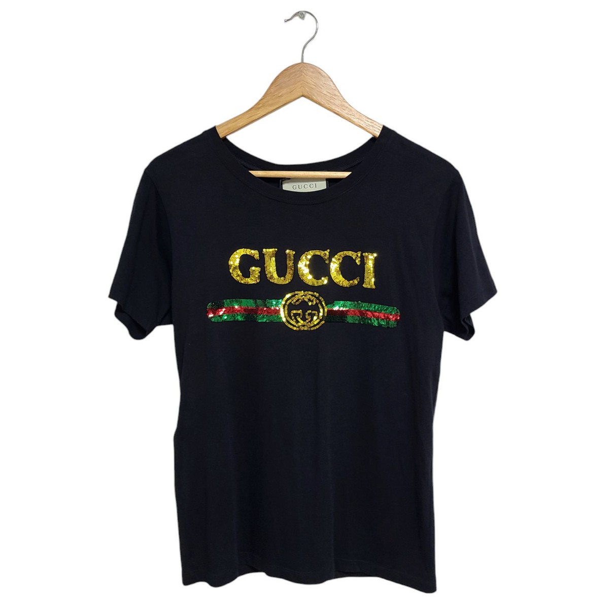 Gucci Sequin Sparkle Logo Oversized Short Sleeve T-shirt [1519] | eBay