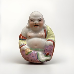 Vintage Chinese Famille Rose Happy Buddha Porcelain Figure 3.5” #307