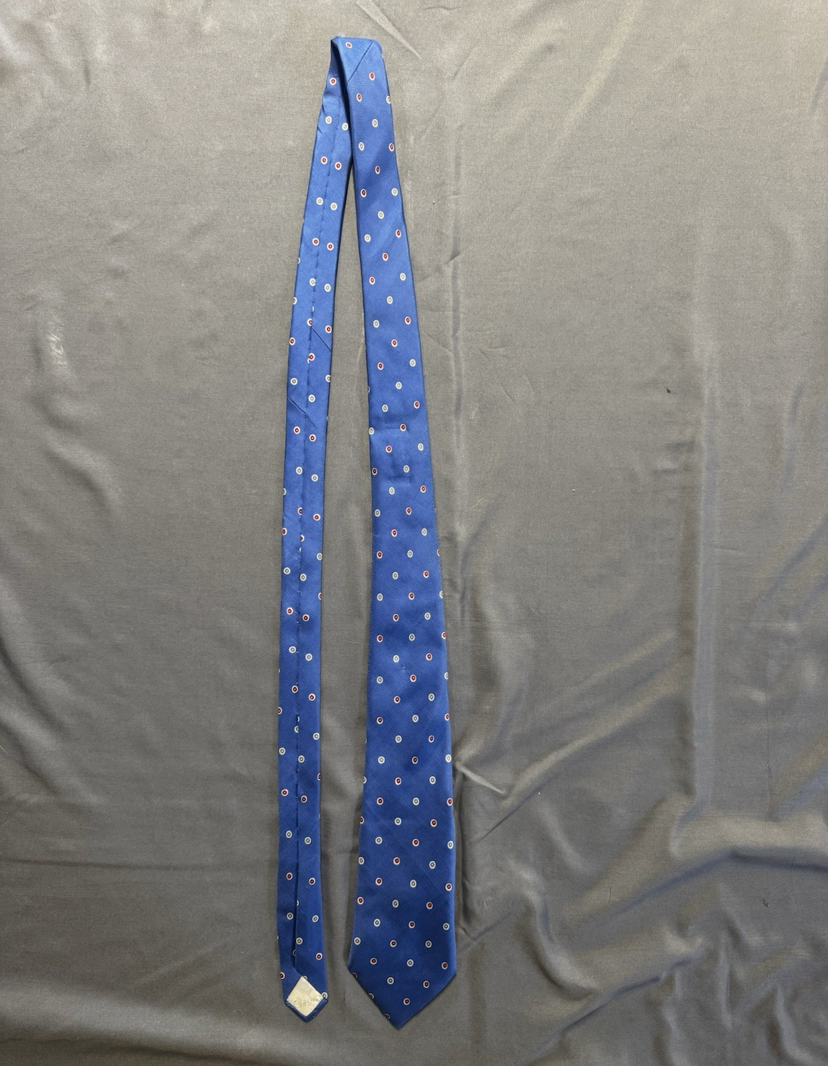 Christian Dior Tie Mens Royal Blue Silk Medallion Foulard Geometric Vintage USA⁠