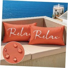 Outdoor Waterproof Throw Pillow Covers Set of 20" x 12" Pack of 2 Coral Red