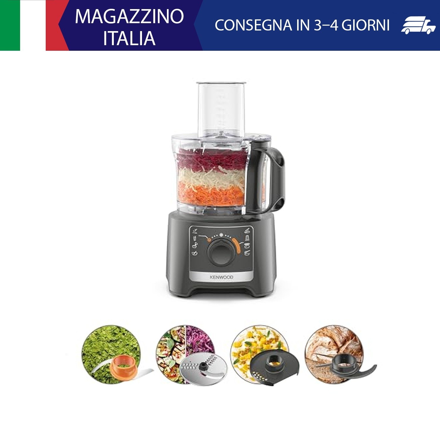 Kenwood Multipro Compact FDP31.020GY Modello 2023, Robot Tritatutto da cucina co