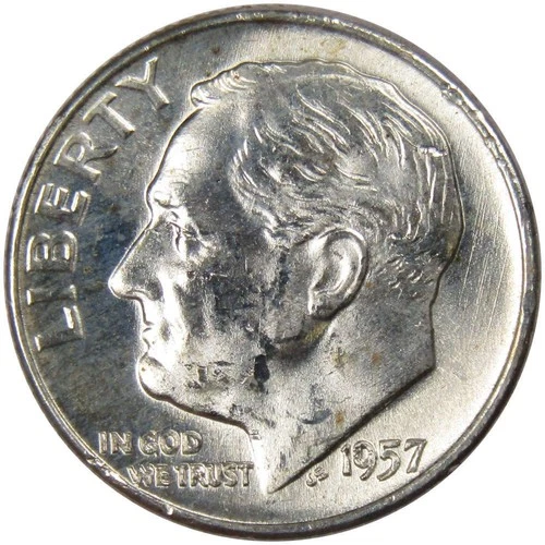 1957 D Roosevelt Dime BU Uncirculated Mint State 90% Silver 10c US Coin