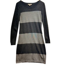 Banana Republic Womens Grey Silver Metallic Striped Long Sleeve Sweater Dress S