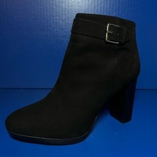 Minelli Suede Heeled Ankle Boots Black Zip Buckle Womens EU39 US8.5