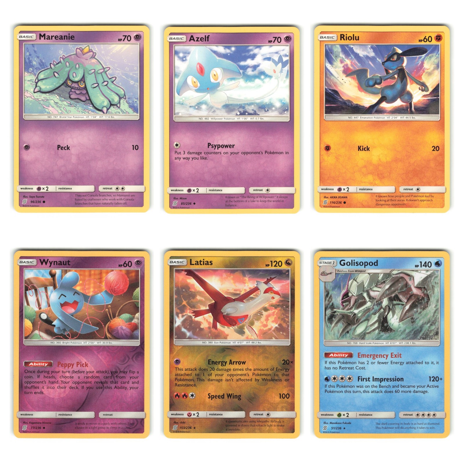 6 Card Unified Minds Pokemon TCG Lot - Sun & Moon