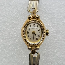 Caravelle Women Mechanical Watch 7 Jewels Swiss Made Two Tone Stretch Band, Runs