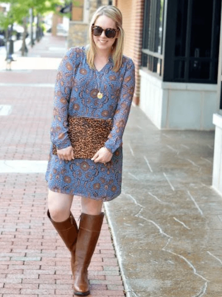 Vestido túnica manga larga CAbi Provincal azul y marrón en capas talla L Foto 2 de 4