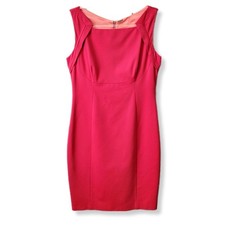Elie Tahari Sleeveles Sheath Dress 10 Pink Tailored Pencil Career Corporate Chic