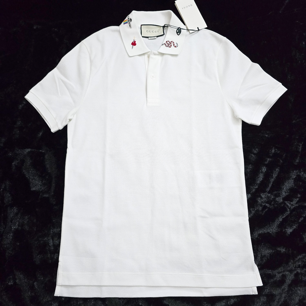 Gucci Pique Polo Shirt with Embroidered Motifs White | sizes XS