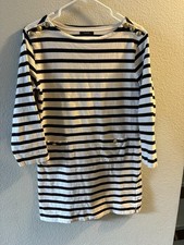 J. Crew Dress Women’s White Black Striped Ruffle Bell Sleeve Dress Shirt Size S