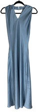 Women's Show Me Your MuMu Blue Satin Sleeveless V-Neck Long Slip Dress Size XS