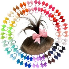 Baby Hair Ties with Bows,50pcs 2inch Baby Hair Bows Durable Rubber Bands Ponytai