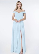 Azazie Audrianna Sky Blue Chiffon Bridesmaid Dress Size 14