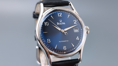 Beautiful! Bulova 46091 Classic Blue Dial 21J Automatic Men's