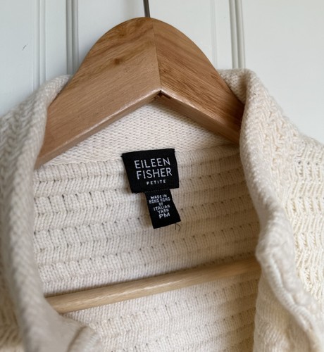Eileen Fisher Sweater Cardigan Jacket Size S Petite Knit Wool Blend Italian Yarn - Picture 11 of 14